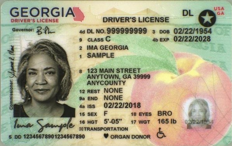 Sample Georgia Driver License